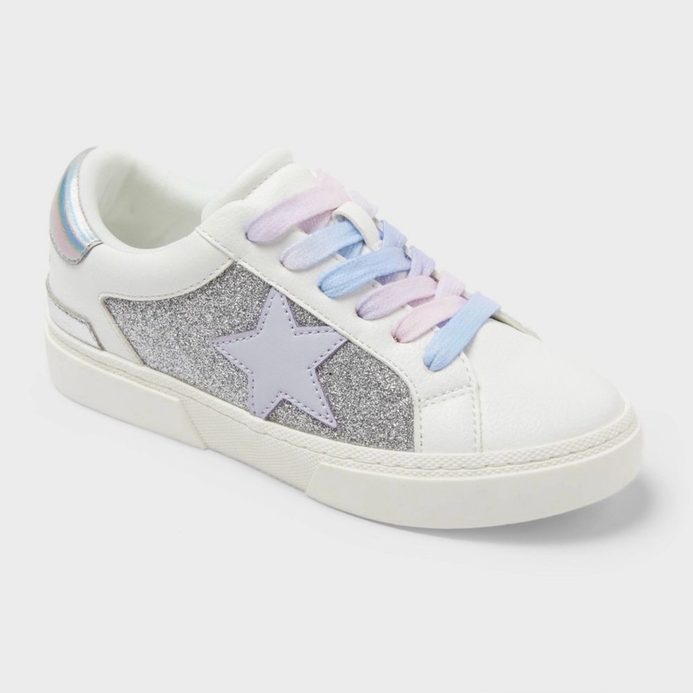 New Girls’ Kaitlyn Court Sneakers – art class™ Silver | Girls Size 4